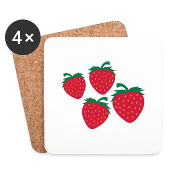 4 Delicious strawberry - Coasters (set of 4) - white - Front