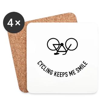 Riding a bike makes me happy Cyclist - Coasters (set of 4) - white - Front