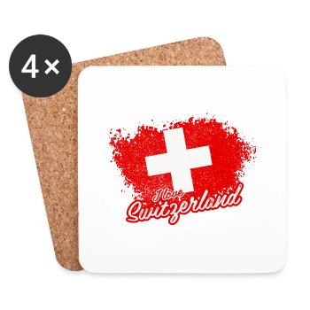 J'aime la suisse - Dessous de verre (lot de 4) - blanc - Devant