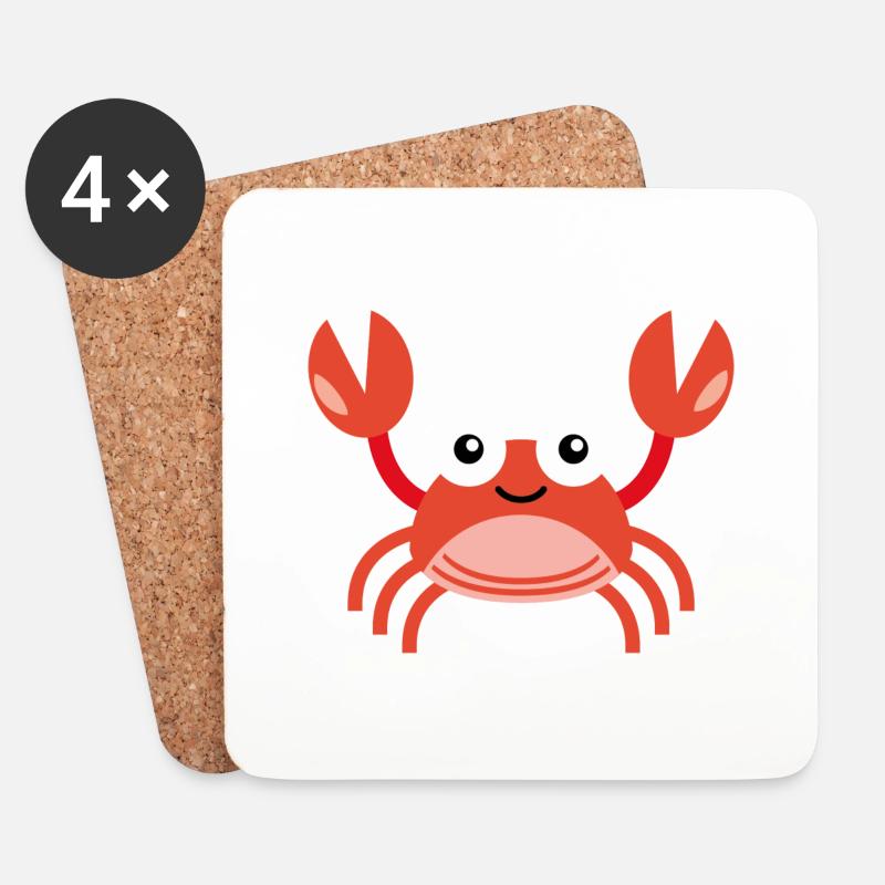 Krabbe Crab Vektor Vector - Untersetzer (4er-Set) - Weiß