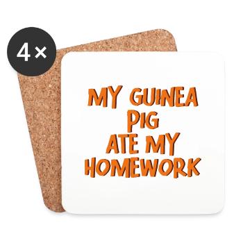 Mon cochon d’Inde a mangé mes devoirs 4 - Dessous de verre (lot de 4) - blanc - Devant