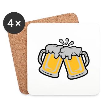 Cruches à bière grillée - Dessous de verre (lot de 4) - blanc - Devant