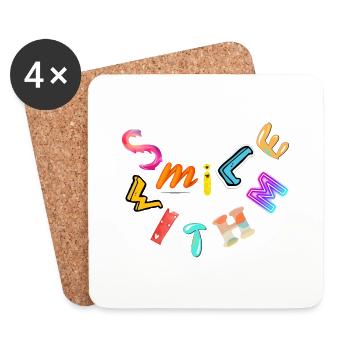 Smile with me - Untersetzer (4er-Set) - Weiß - Vorne