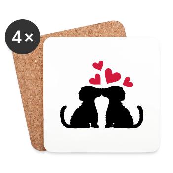 Couple kissing dogs in love - Coasters (set of 4) - white - Front