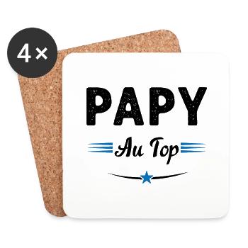 Papy au top Cadeau drôle de grand-père - Dessous de verre (lot de 4) - blanc - Devant