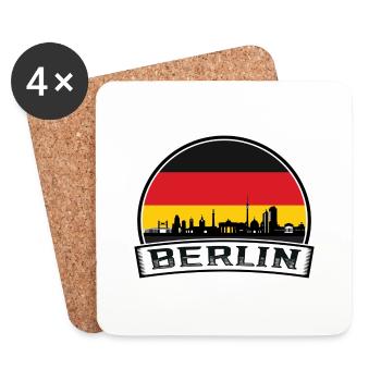 Berlin Skyline Retro Sun lettrage - Dessous de verre (lot de 4) - blanc - Devant