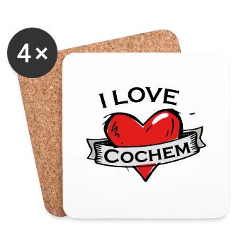 Cochem - Ich liebe Stadtnamen in Tattoo Stil - Untersetzer (4er-Set) - Weiß - Vorne