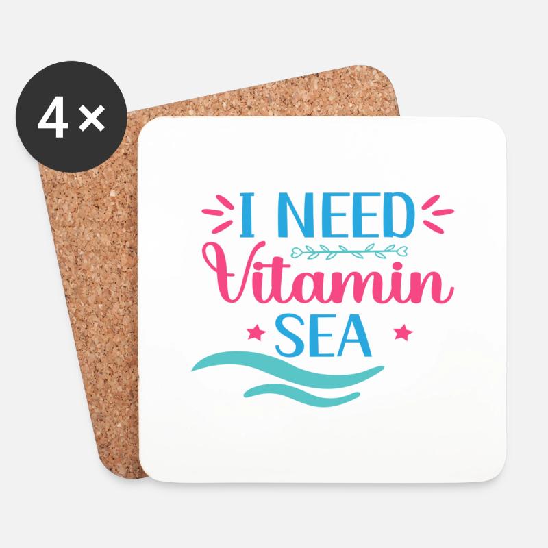 I need Vitamin Sea - Untersetzer (4er-Set) - Weiß