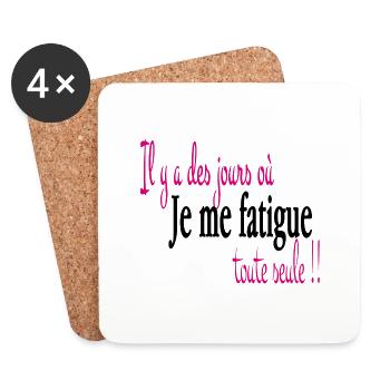 Je me fatigue toute seule - Dessous de verre (lot de 4) - blanc - Devant