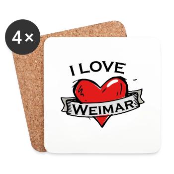 Weimar - Ich liebe Stadtnamen in Tattoo Stil - Untersetzer (4er-Set) - Weiß - Vorne