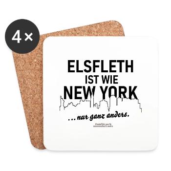 Elsfleth ist wie New York. Nur ganz anders! - Untersetzer (4er-Set) - Weiß - Vorne
