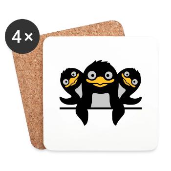 Drôles de pingouins 3 amis - Dessous de verre (lot de 4) - blanc - Devant