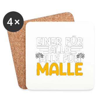 Malle Spruch Mallorca Party Geschenkidee - Untersetzer (4er-Set) - Weiß - Vorne