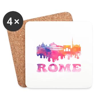 Rome Rome Italy City Skyline Splash Colorful - Coasters (set of 4) - white - Front