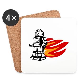 Burnout bot - Coasters (set of 4) - white - Front