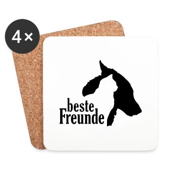 Hund Katze beste Freunde treuer Begleiter Gefährte - Untersetzer (4er-Set) - Weiß - Vorne