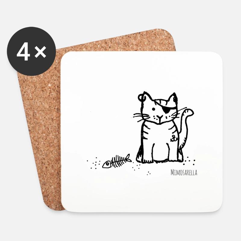 Mimosarella Kater - Untersetzer (4er-Set) - Weiß