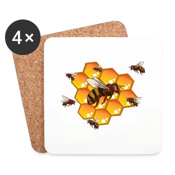 Apiculteur Colonie d'abeilles - Dessous de verre (lot de 4) - blanc - Devant