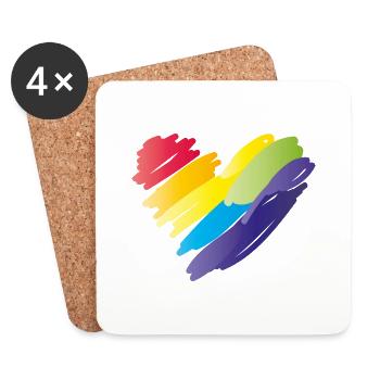 herz rainbow - Untersetzer (4er-Set) - Weiß - Vorne