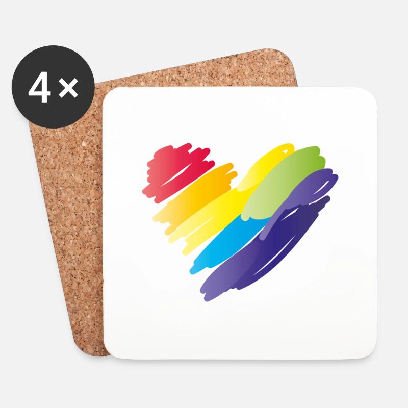herz rainbow - Untersetzer (4er-Set) - Weiß