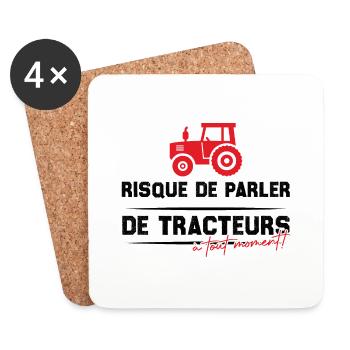 Risque de parler de tracteurs à tout moment - Dessous de verre (lot de 4) - blanc - Devant