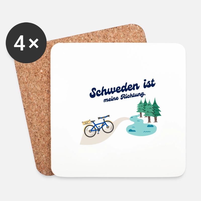 Radreise Schweden - Untersetzer (4er-Set) - Weiß
