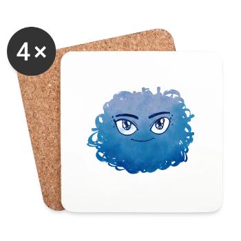 Little Pelota Monster n°6 – blue - Coasters (set of 4) - white - Front