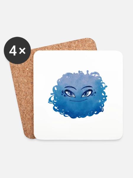 Little Pelota Monster n°10 – blau - Untersetzer (4er-Set) - Weiß