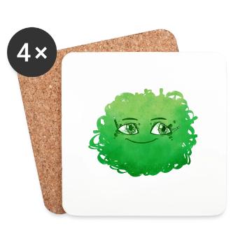 Little Pelota Monster n°5 – green - Coasters (set of 4) - white - Front