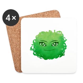 Little Pelota Monster n°11 – green - Coasters (set of 4) - white - Front