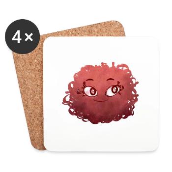 Little Pelota Monster n°3 – red - Coasters (set of 4) - white - Front