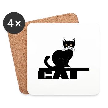 Cat - Coasters (set of 4) - white - Front