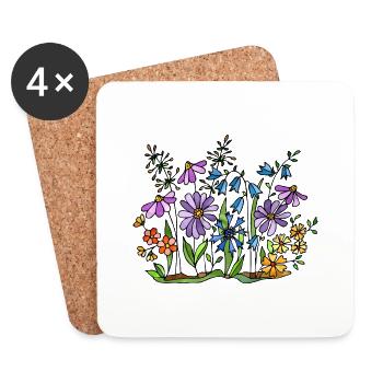 Fleur - Dessous de verre (lot de 4) - blanc - Devant