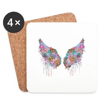 angelwings,flügel,bunt,engelsflügel,blumen - Untersetzer (4er-Set) - Weiß - Vorne