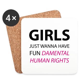 Girls Just Wanna Have FUNdamental Human Rights - Coasters (set of 4) - white - Front
