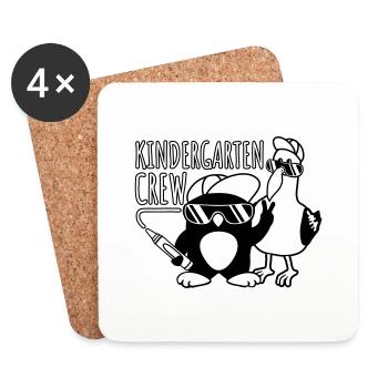 Pinguin Möwe Kindergarten Crew - Untersetzer (4er-Set) - Weiß - Vorne