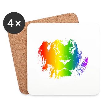 Lion Rainbow Animal Face coloré comme un chat - Dessous de verre (lot de 4) - blanc - Devant
