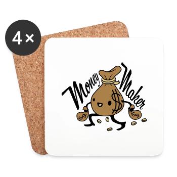 Money Maker living money bag - Coasters (set of 4) - white - Front
