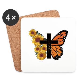 Butterfly Flower Motivational Saying Woman - Coasters (set of 4) - white - Front