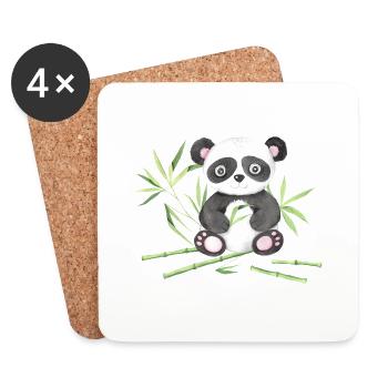 Cute Panda Baby Asia China Japan Panda Bear Bear - Coasters (set of 4) - white - Front