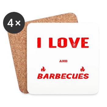 I love Jesus and Barbecue - Untersetzer (4er-Set) - Weiß - Vorne