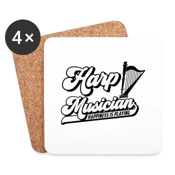 Harpiste Musicien Joueur de Harpe Harpe | Couleur modifiable - Dessous de verre (lot de 4) - blanc - Devant