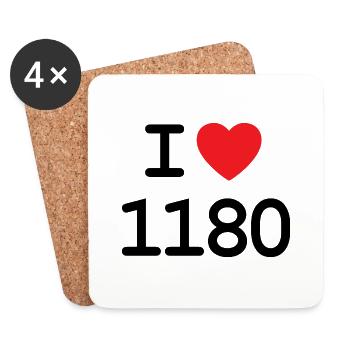 J’adore 1180 - Ich liebe Währing Shirt - Dessous de verre (lot de 4) - blanc - Devant