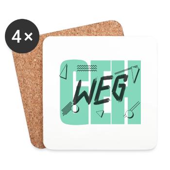 Geh Weg! - Untersetzer (4er-Set) - Weiß - Vorne
