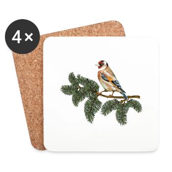 Oiseau coloré - Dessous de verre (lot de 4) - blanc - Devant