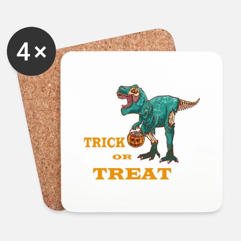 Halloween T-Rex Trick or Treat - Untersetzer (4er-Set) - Weiß