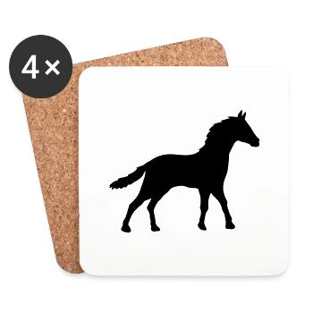 Horse Silhouette Outline Shadow - Coasters (set of 4) - white - Front