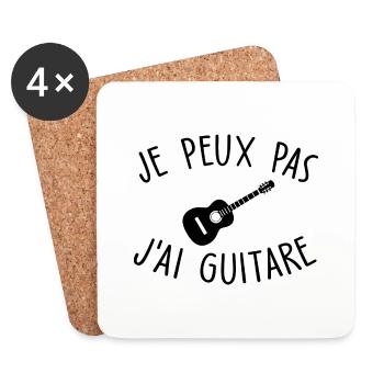 je peux pas j ai guitare - Dessous de verre (lot de 4) - blanc - Devant