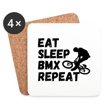 eat sleep bmx repeat - cycling humor - Coasters (set of 4) - white - Front