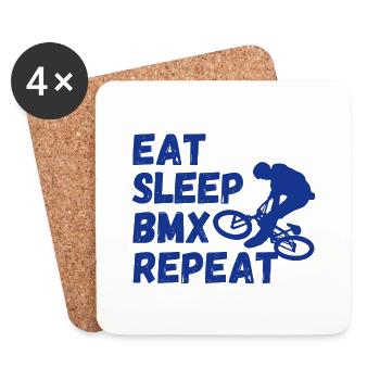 eat sleep bmx repeat - cycling humor - Coasters (set of 4) - white - Front